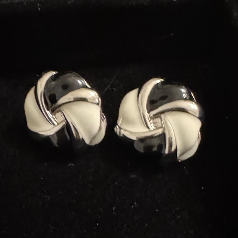 Vintage Silver and White Earrings